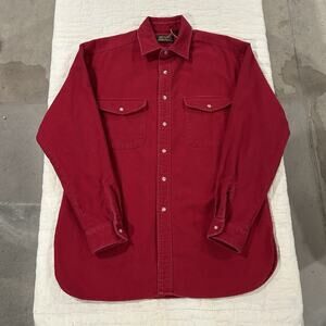 Vintage Eddie Bauer Mens Flannel Chamois Button Up Long Sleeve Red Size Large